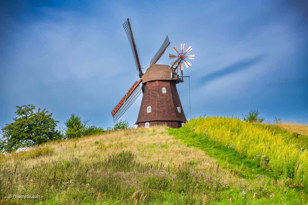 Sur les hauteurs de Viborg, dans le centre du Jutland, les vieux moulins dressent encore leurs ailes face au vent, témoins d’un passé agricole et artisanal préservé. Viborg © Thierry Suzan – Tous droits réservés